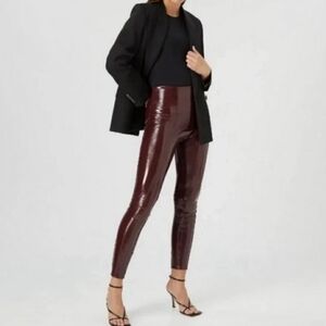 SPANX | Faux Patent Leather Leggings In Ruby